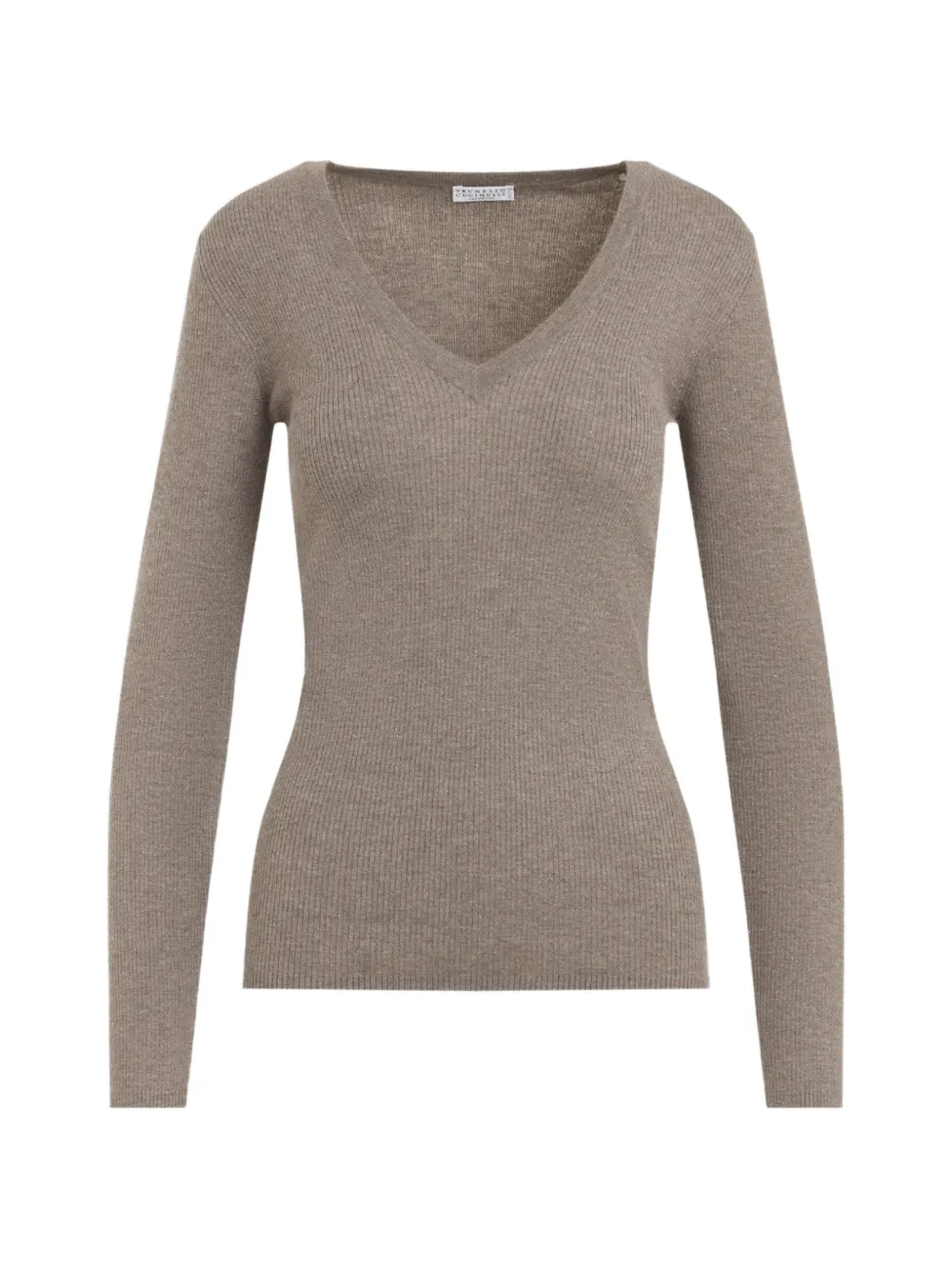 Brunello Cucinelli ribbed-knit V-neck sweater - Braun