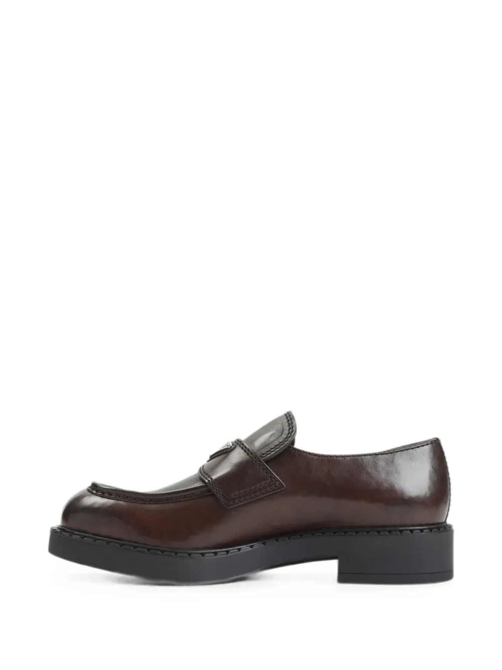 Prada logo-plaque calf leather loafers Bruin