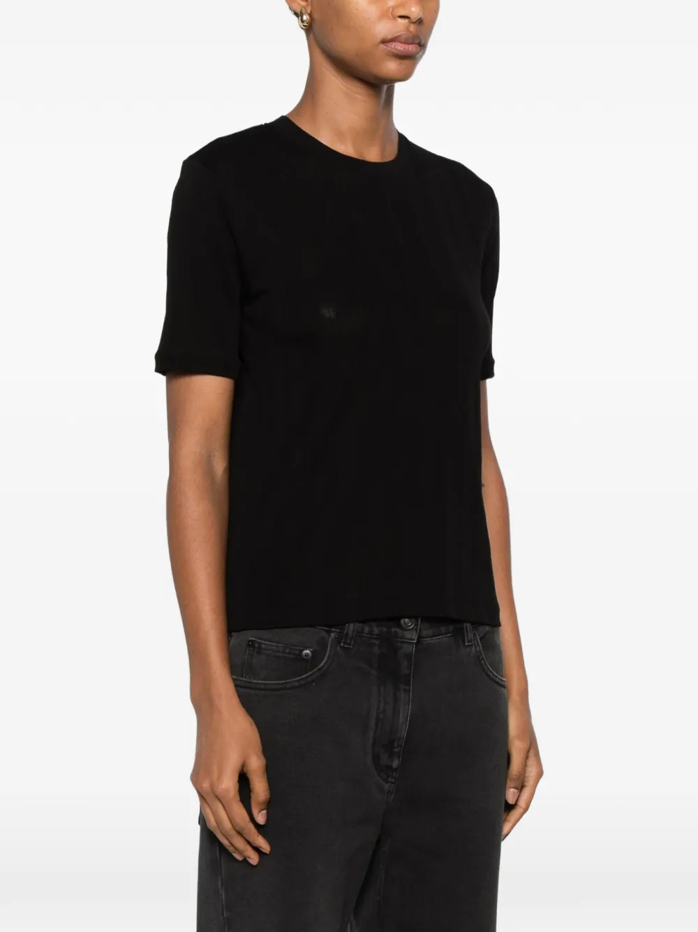 The Row Etina T-shirt in Black, view 3
