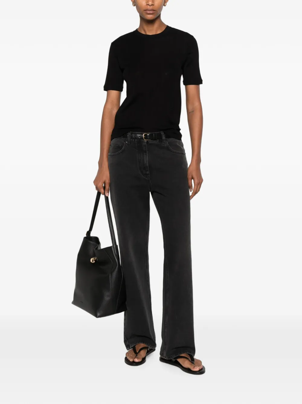 The Row Etina T-shirt in Black, view 2