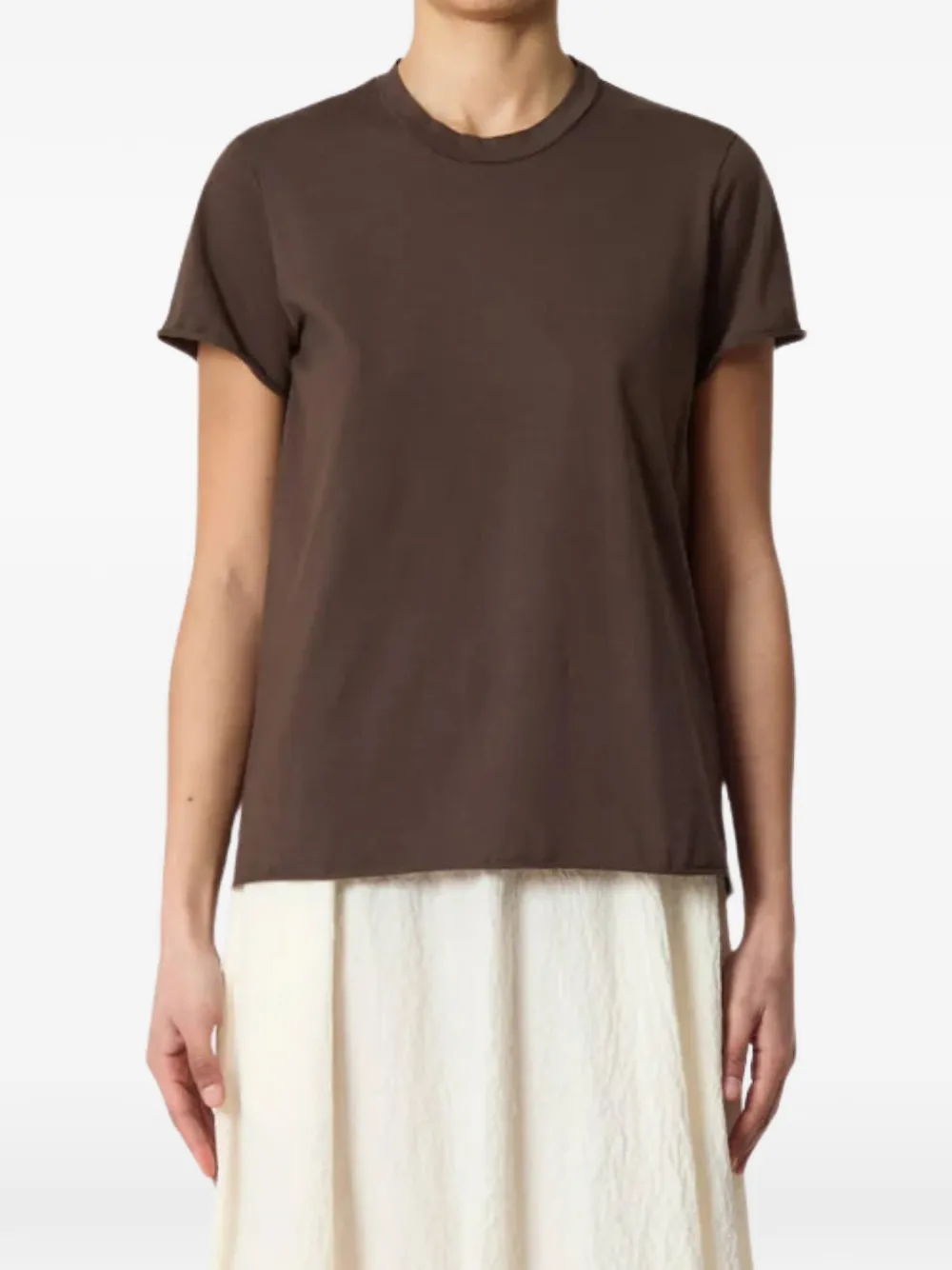 Labo Art raw-edge short-sleeve T-shirt - Braun