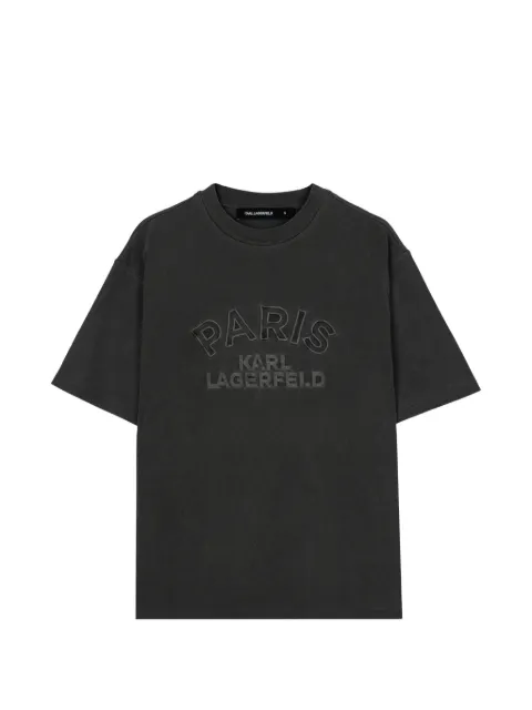 Karl Lagerfeld logo-embroidered acid-wash T-shirt