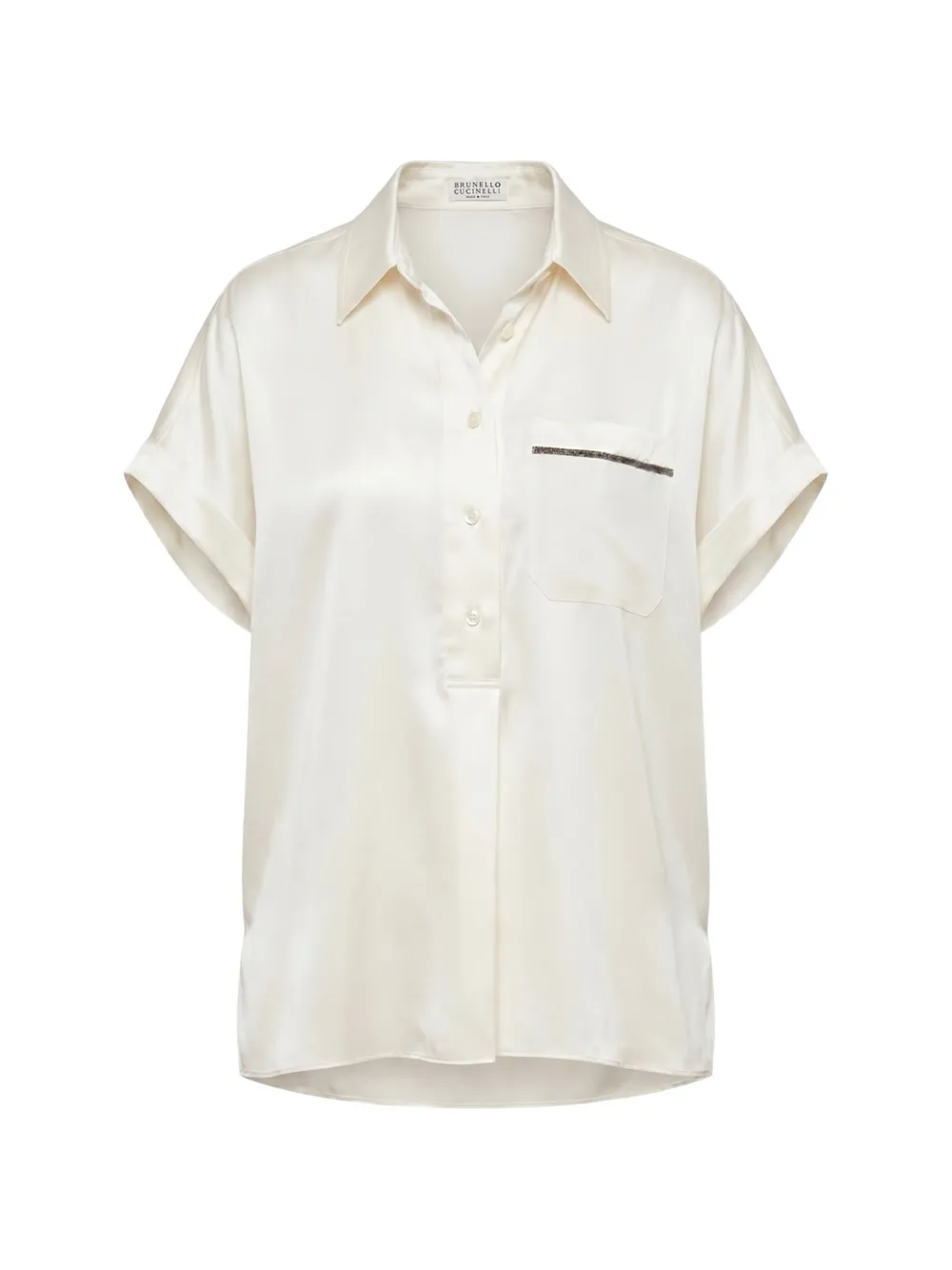 Brunello Cucinelli Monili-chain short-sleeved blouse - White