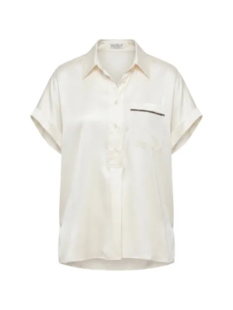 Brunello Cucinelli blusa manga corta con cadena Monili