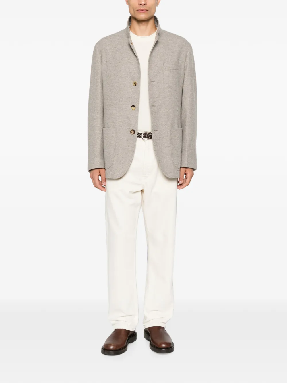 Brunello Cucinelli Kasjmier jack met knopen Beige