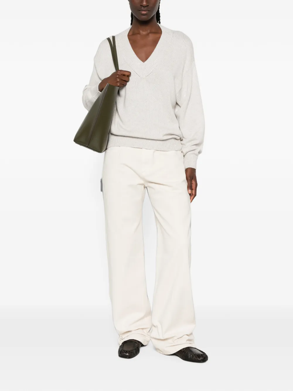 Brunello Cucinelli Jeans met persplooi Beige