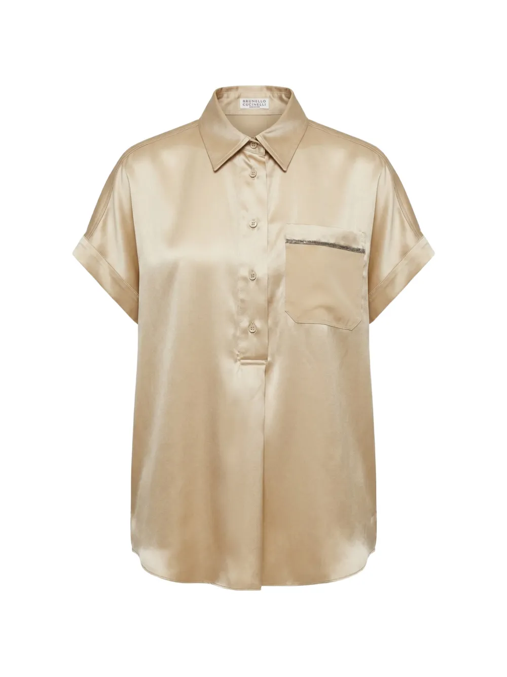 Brunello Cucinelli Monili-chain short-sleeved blouse - Neutrals