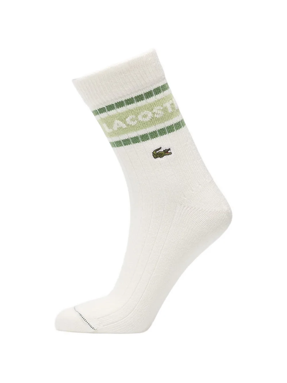 Lacoste logo-embroidered striped socks - Bianco