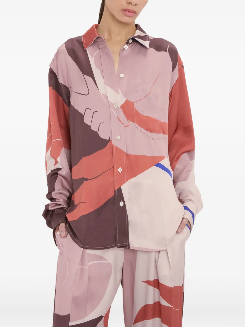 Victoria Beckham Remi blouse met abstracte print Roze