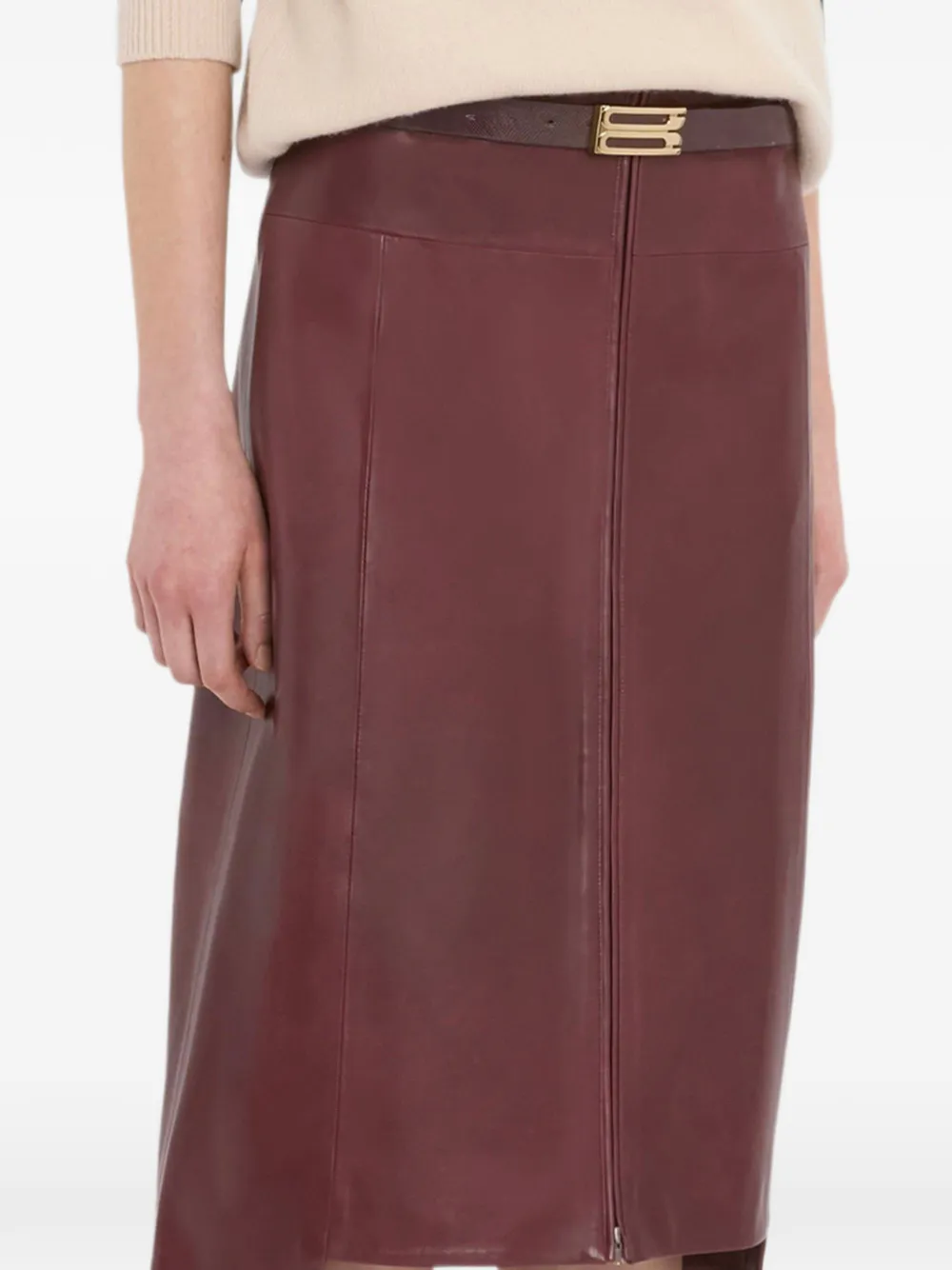 Victoria Beckham Leren asymmetrische midi-rok Rood