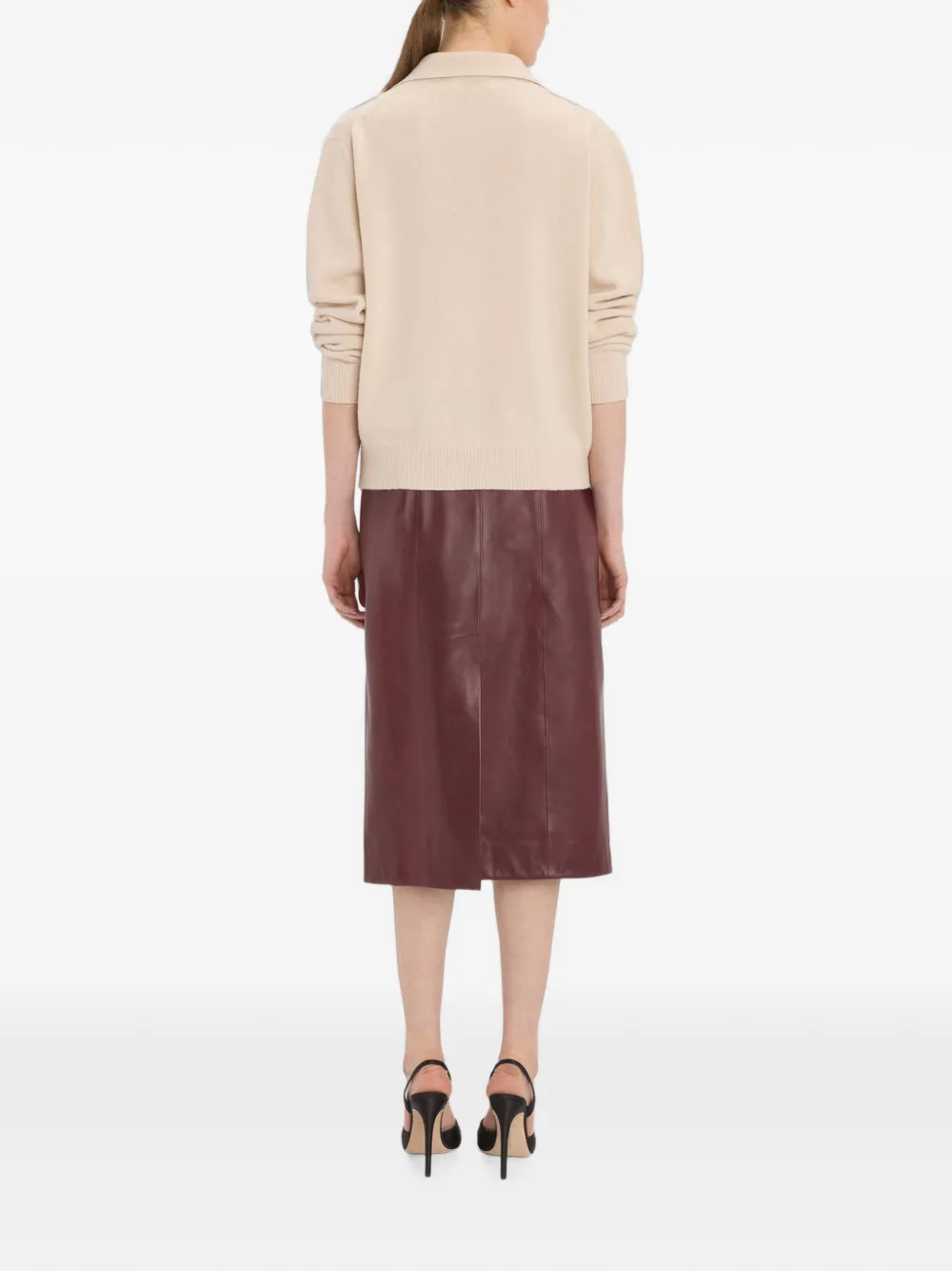 Victoria Beckham Leren asymmetrische midi-rok Rood