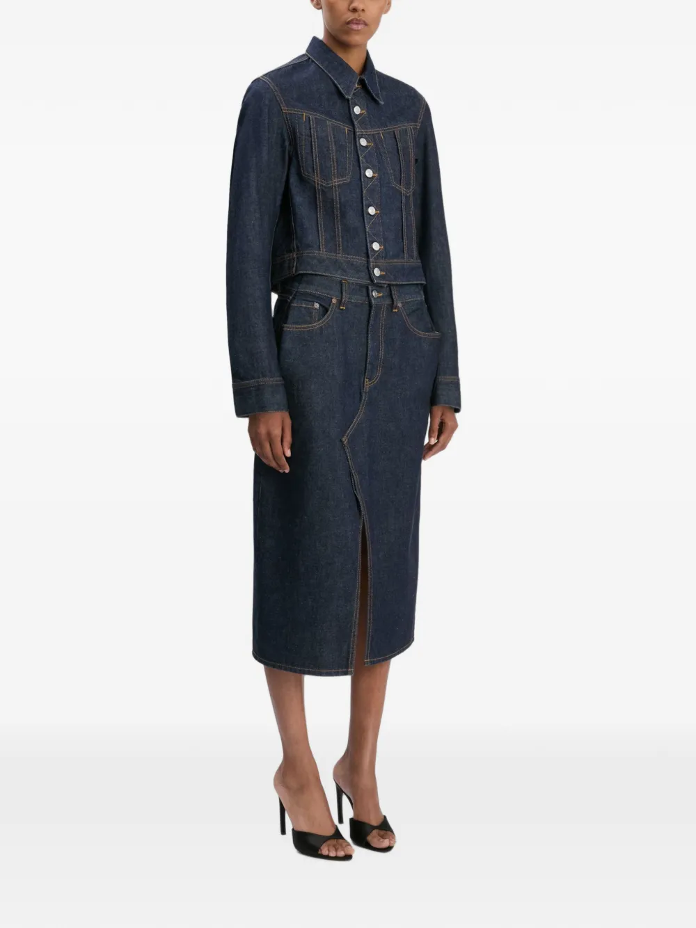 Victoria Beckham Denim jack Blauw