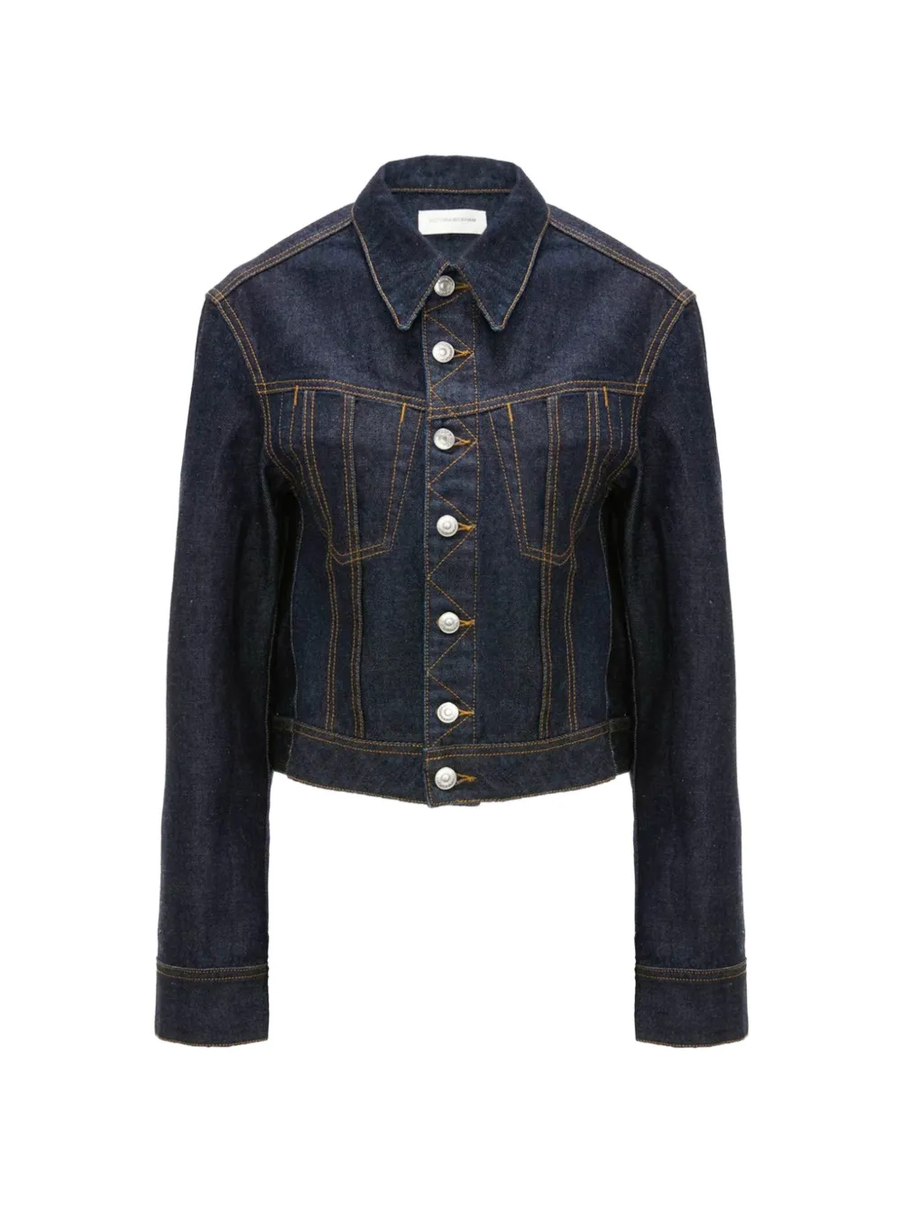 Victoria Beckham contrast-stitch cropped denim jacket - Blu