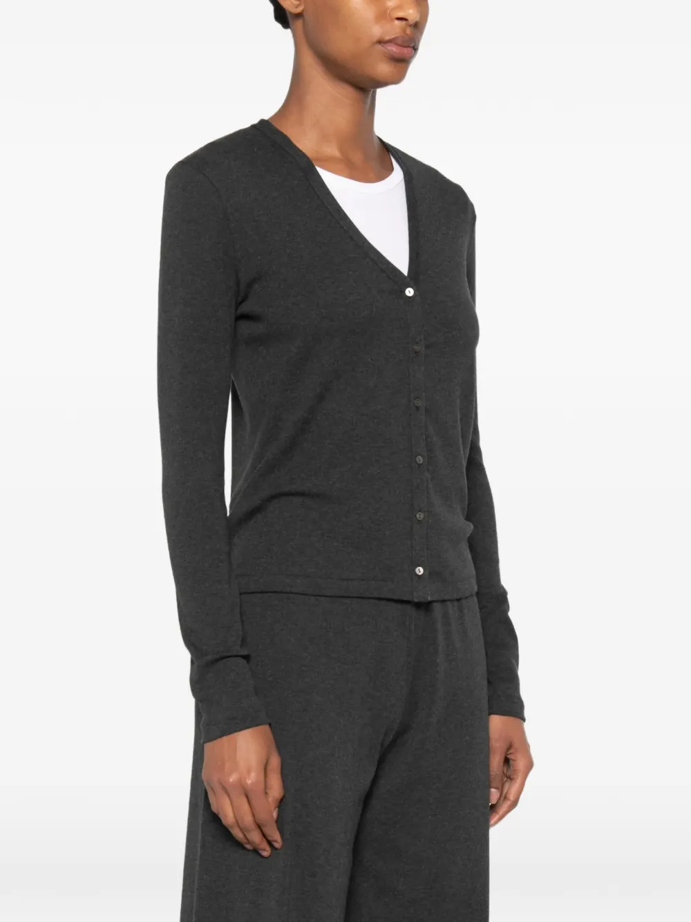 The Row Cresp button-up vest met V-hals Grijs