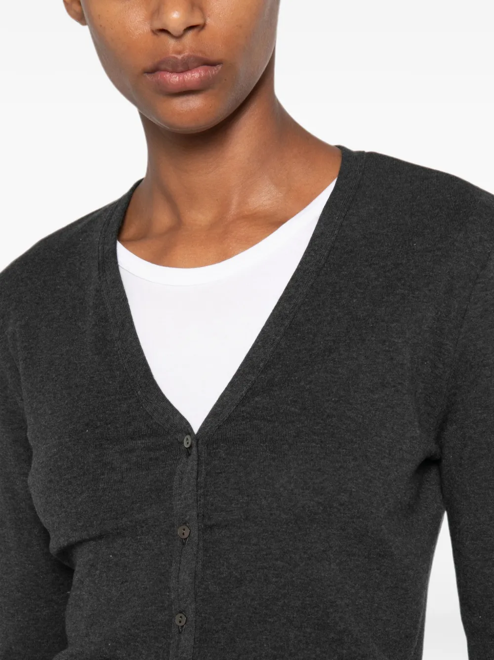 The Row Cresp button-up vest met V-hals Grijs