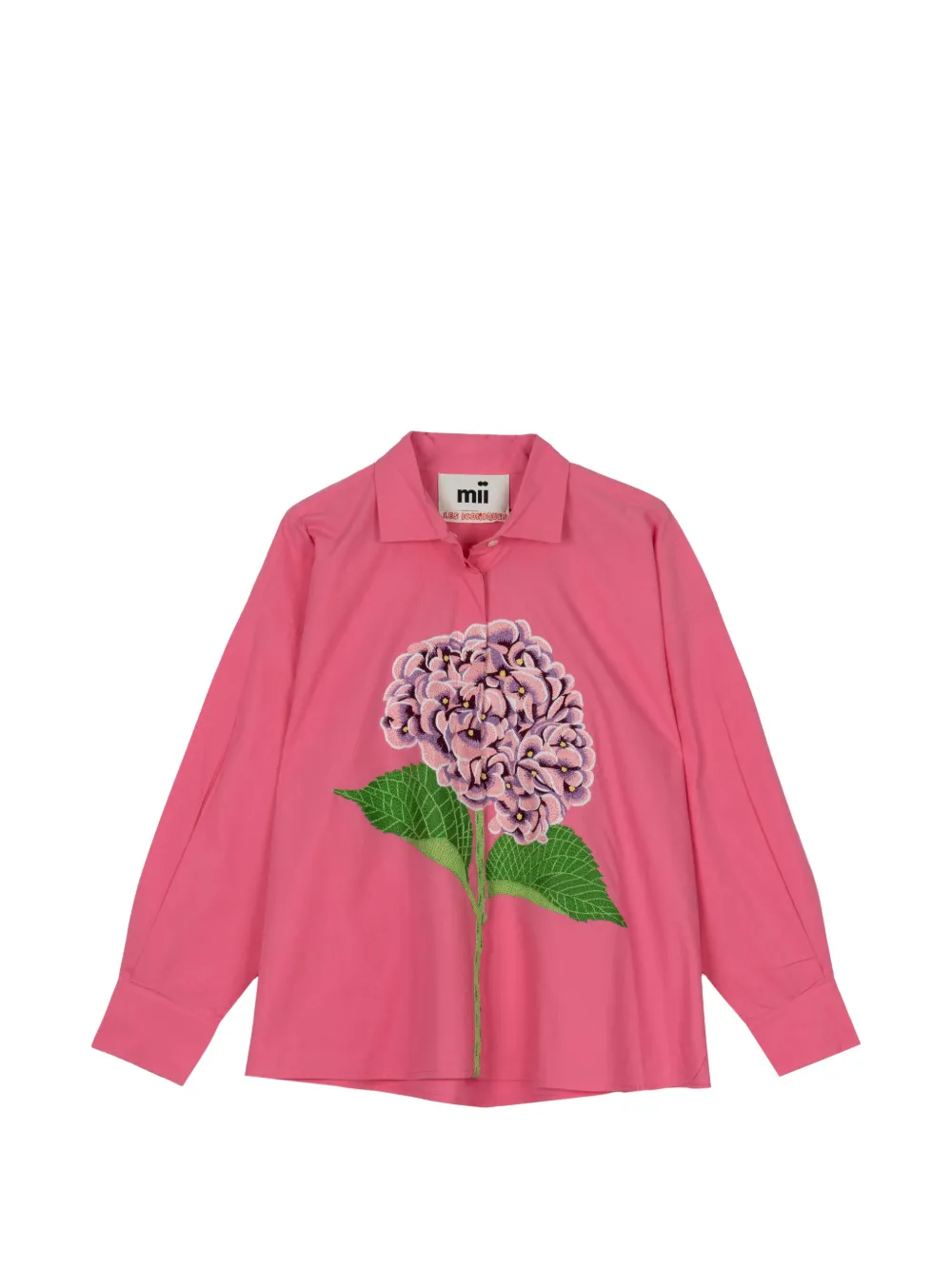 mii Greta floral-embroidered shirt - Pink
