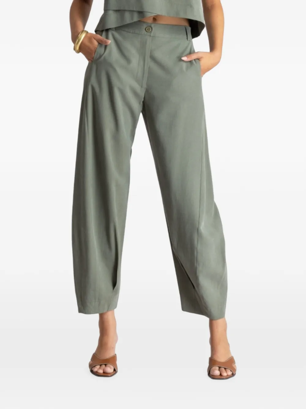 MOUTAKI pleated-cuff trousers - Verde
