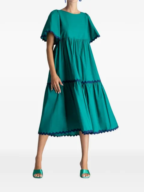 MOUTAKI scalloped-trim tiered midi dress