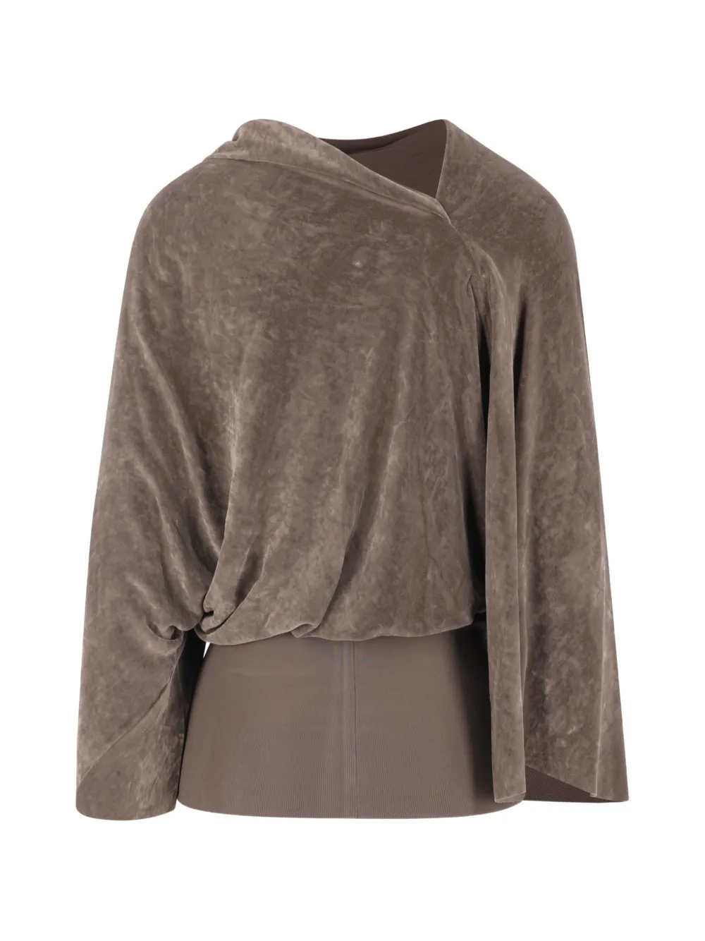 Rick Owens Draped Velvet-effect Top In Brown