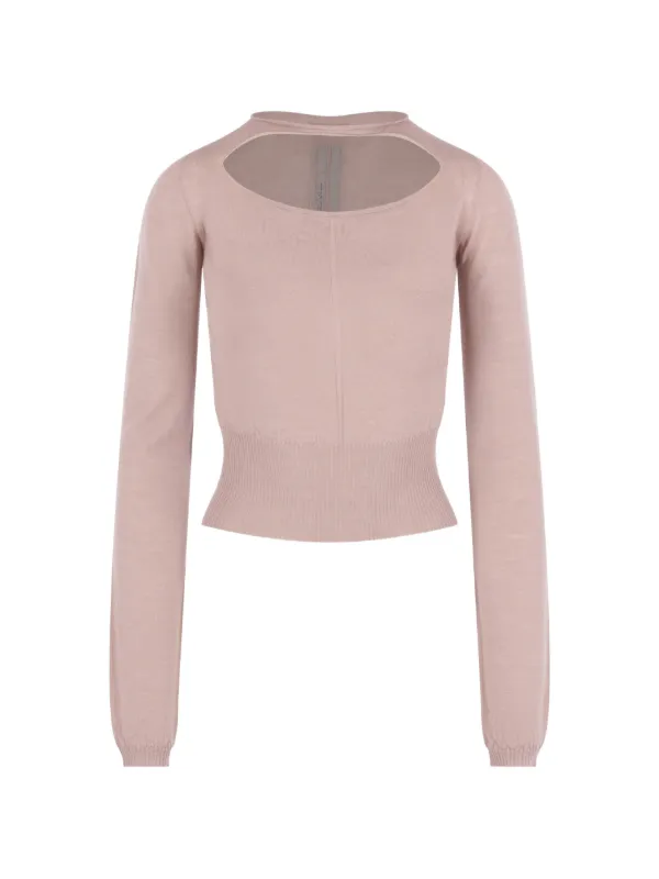 Rick Owens Cut-out Ribbed-hem Sweater in Pink
