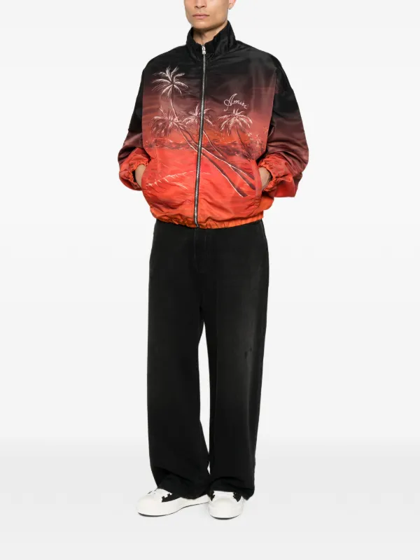 AMIRI palm-tree Print zip-fastening Jacket | Black | FARFETCH