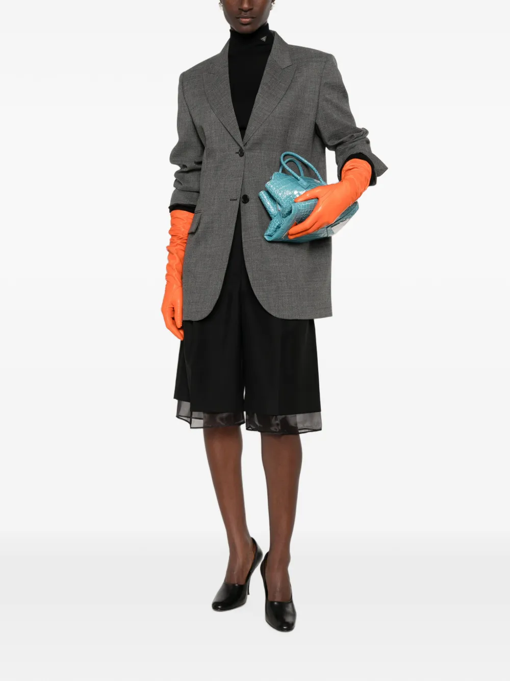 Prada Mélange jack met enkele rij knopen Grijs