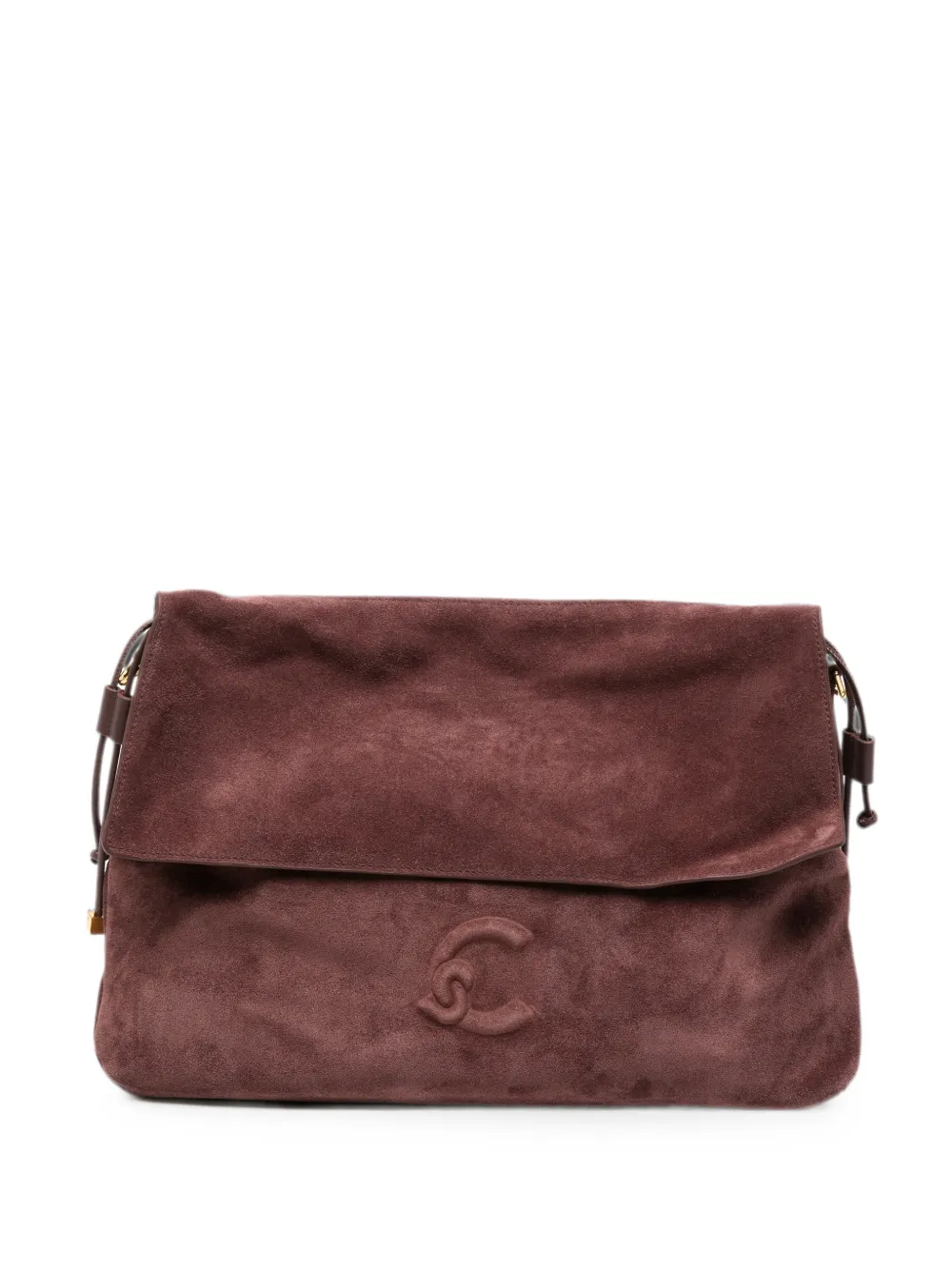 Coccinelle medium Lidia logo-embossed suede shoulder bag - Marrone