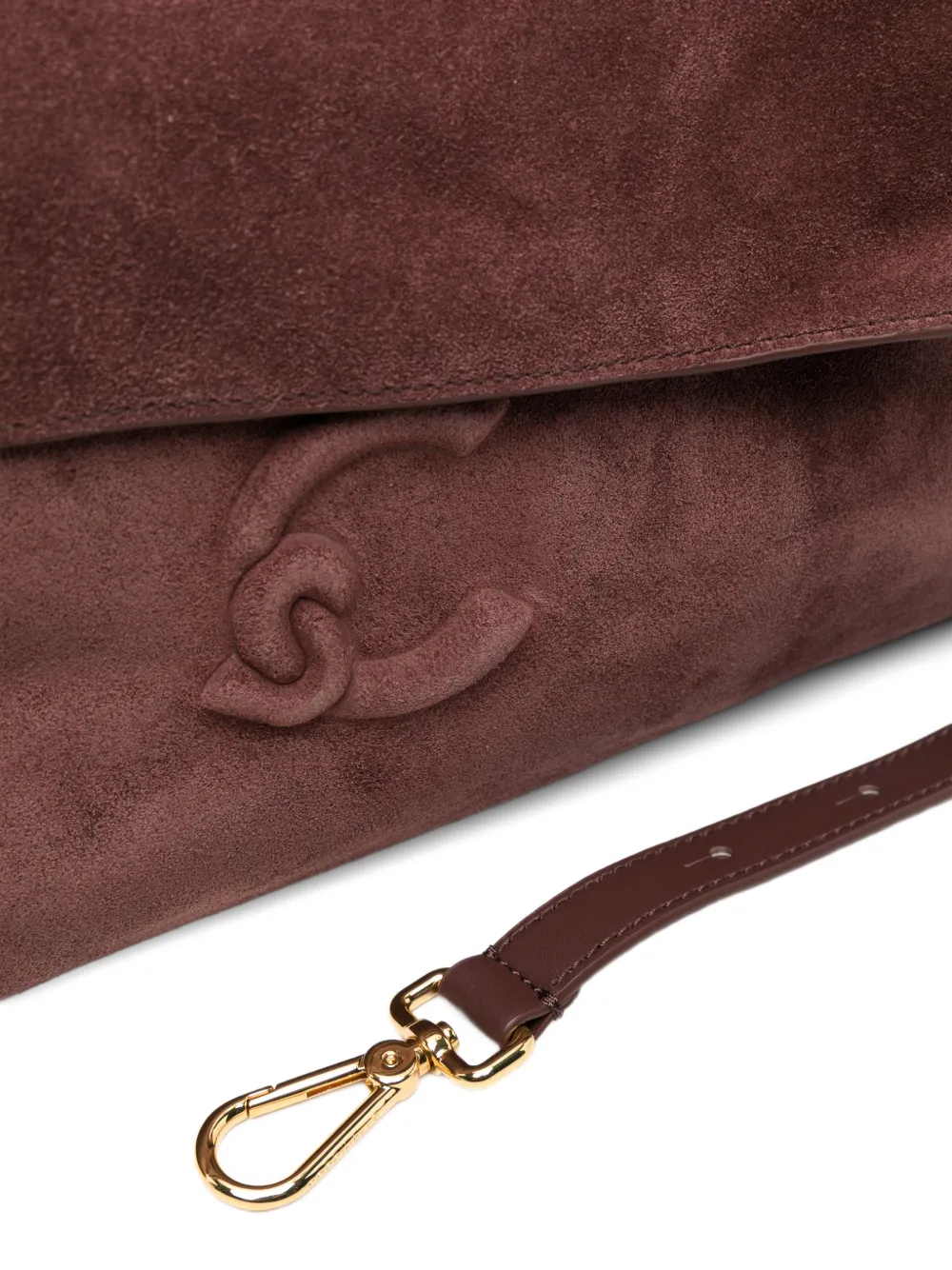 Coccinelle Medium Lidia suède schoudertas met logo-reliëf Bruin