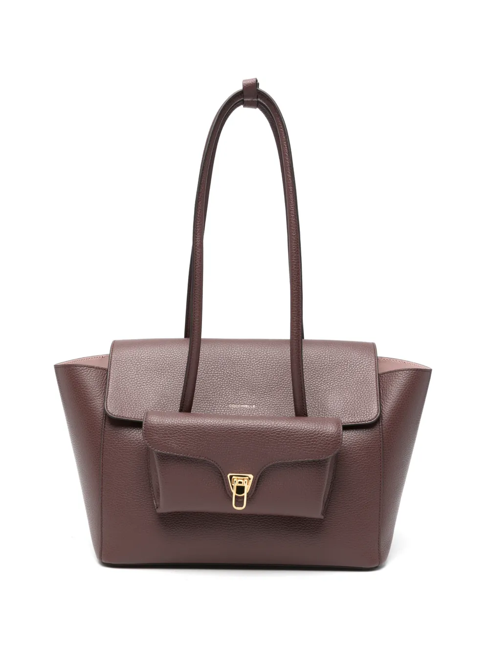Coccinelle logo-detail leather shoulder bag - Braun