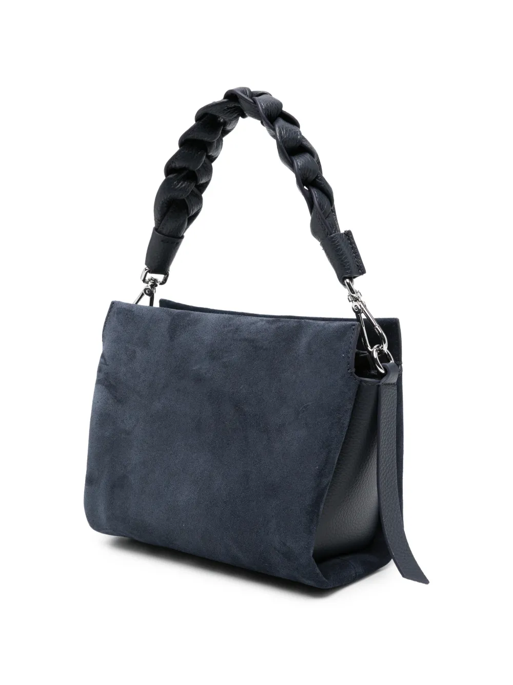 Coccinelle Schoudertas met gevlochten handvat en suède detail Blauw