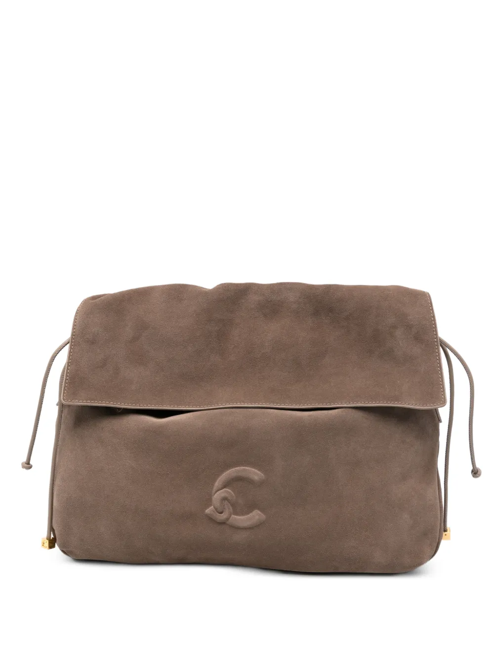 Coccinelle logo-embossed suede shoulder bag - Grigio