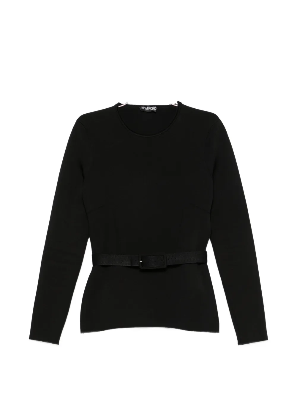 Tom Ford Belted Long-sleeve Sweater In Black