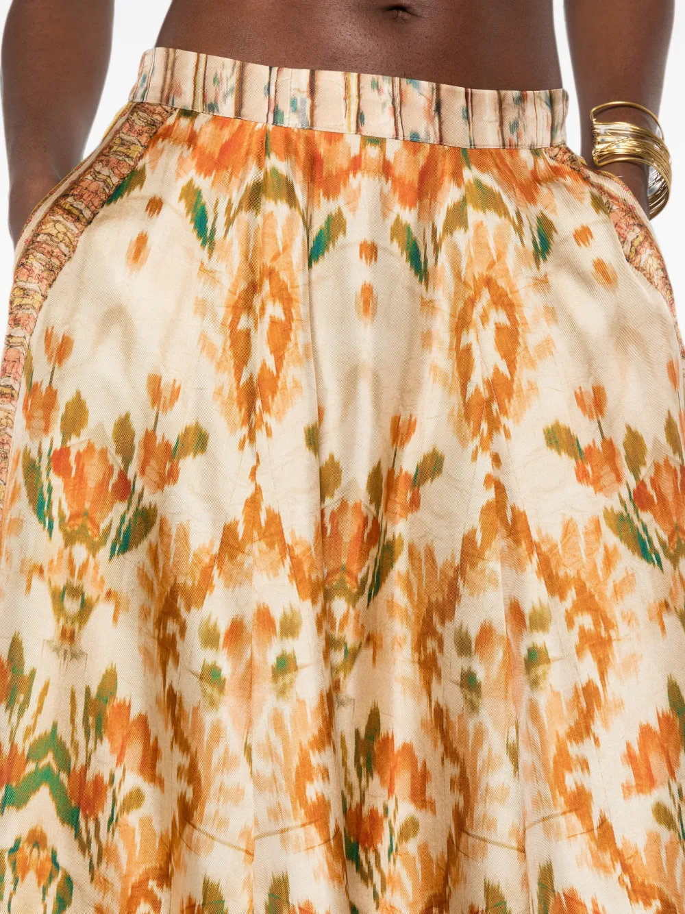 Pierre-Louis Mascia Aloe midi-rok met ikat-print Beige