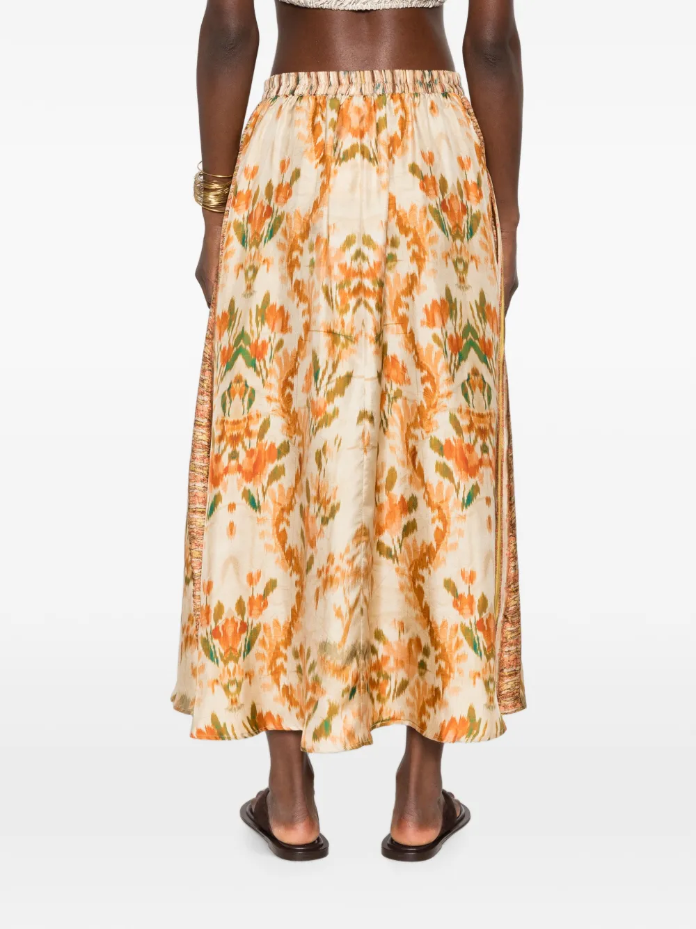 Pierre-Louis Mascia Aloe midi-rok met ikat-print Beige