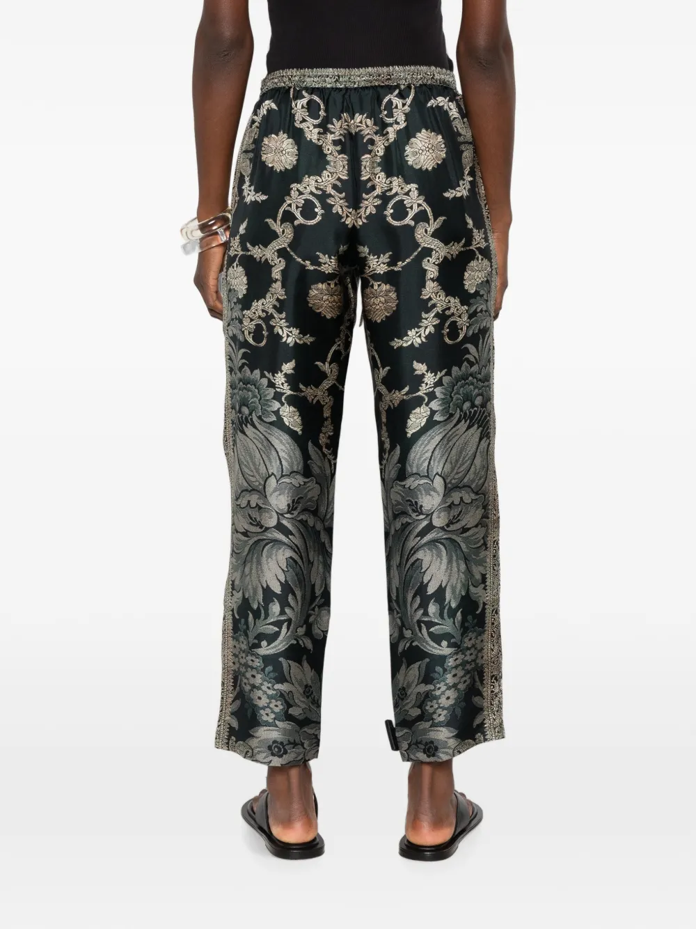 Pierre-Louis Mascia Aloe floral-print drawstring trousers Zwart