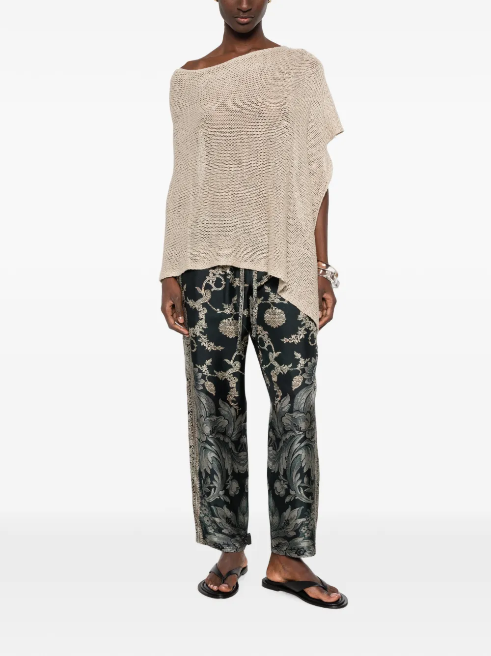 Pierre-Louis Mascia Aloe floral-print drawstring trousers Zwart