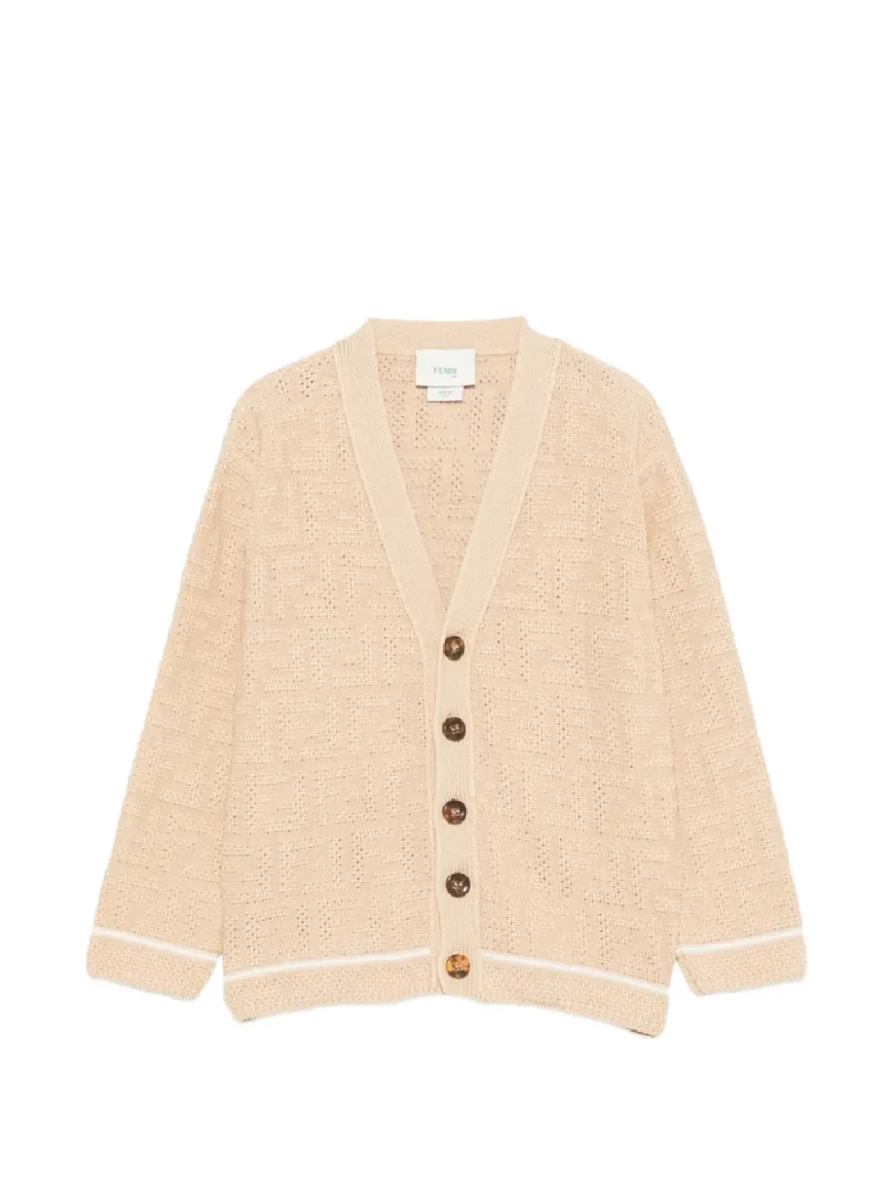 Fendi Kids FF-monogram perforated cardigan - Nude