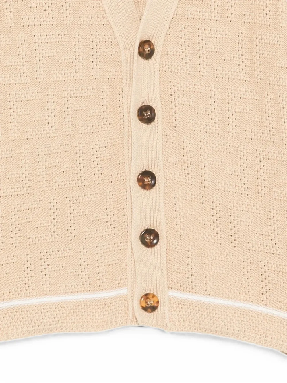 Fendi Kids Vest met FF-monogram en geperforeerde details Beige