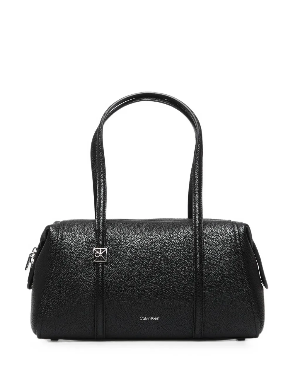 Calvin Klein logo-plaque pebbled shoulder bag - Nero