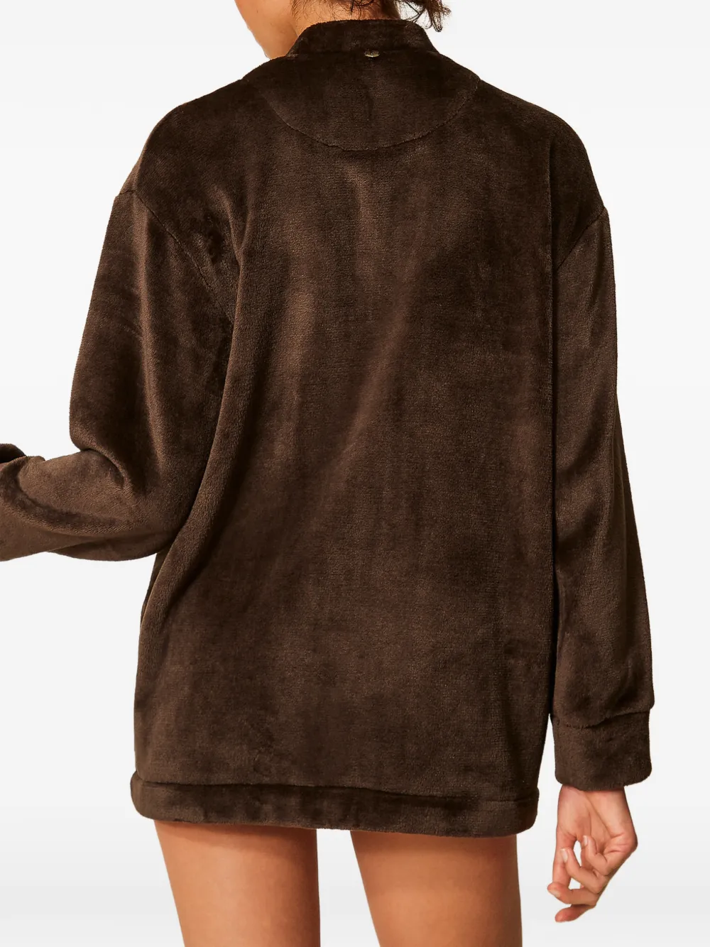 TWINSET Badjas met imitatiebont en rits Bruin