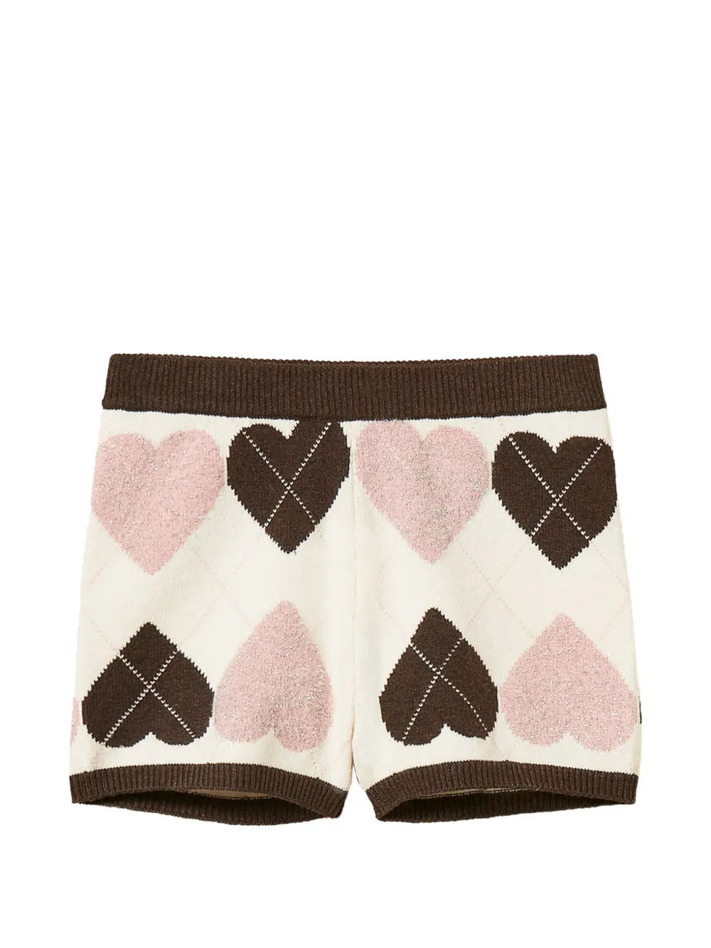 TWINSET jacquard knit shorts with heart pattern - Toni neutri