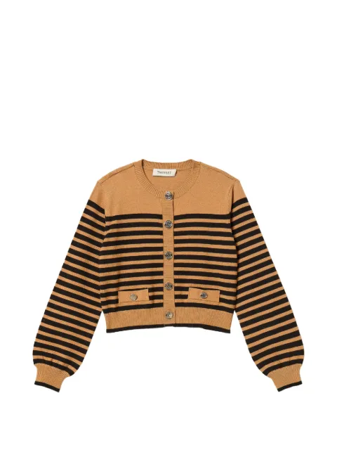 TWINSET Kids striped-knit button-up cardigan