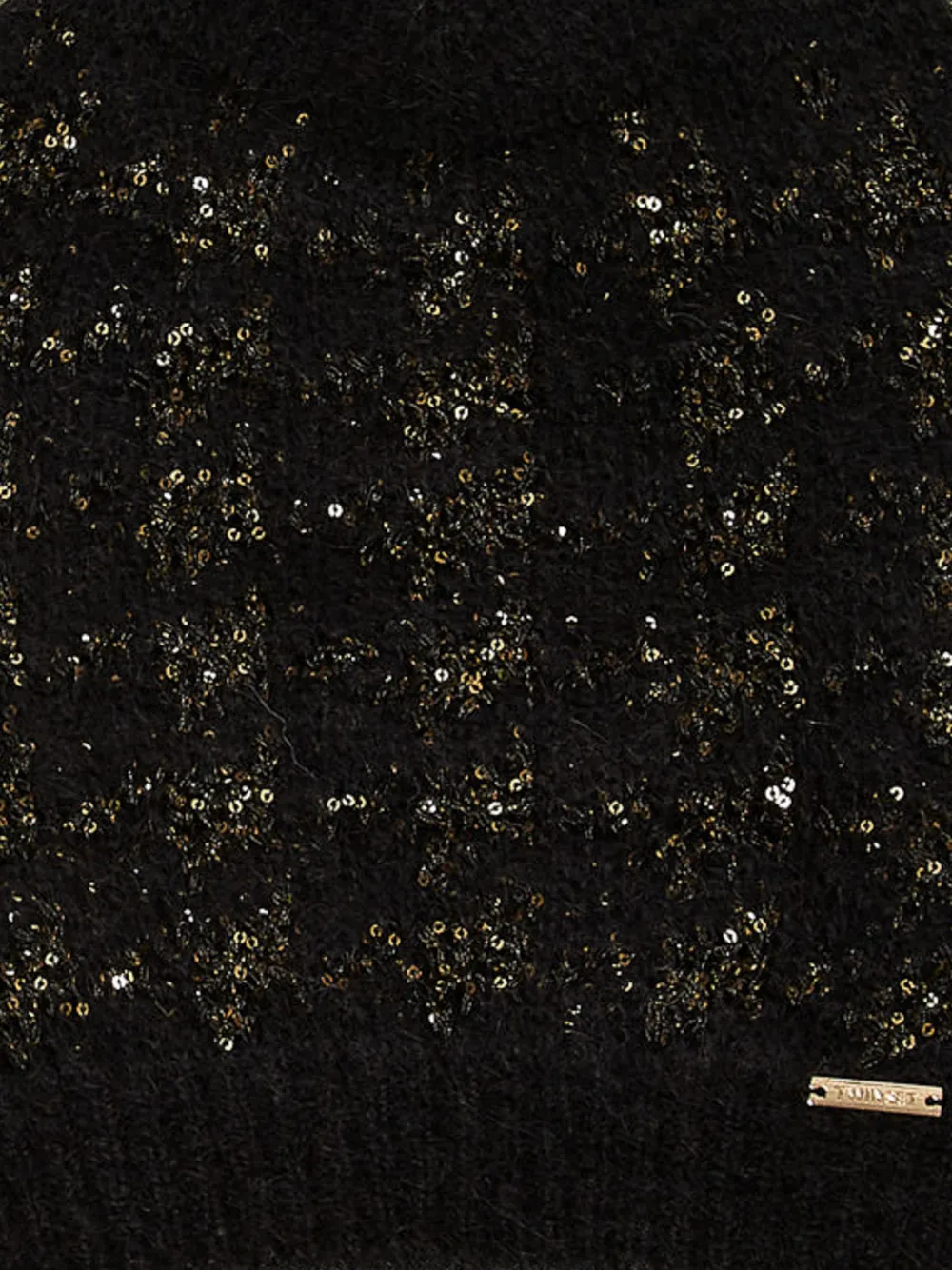 TWINSET Gebreide muts met jacquard en pied-de-poule-patroon Zwart