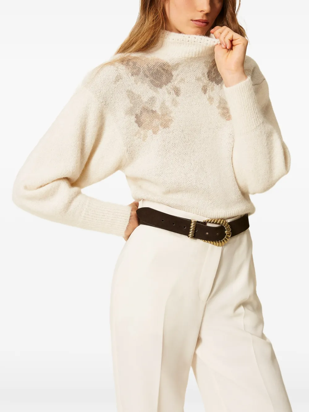 TWINSET Trui van alpacablend met jacquard Beige