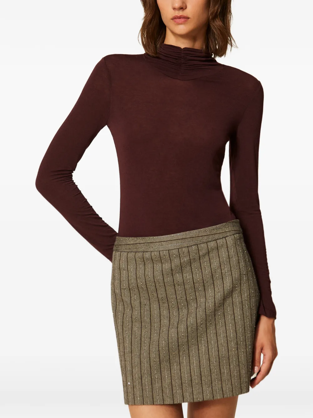 TWINSET Top met col en gedrapeerd detail Paars