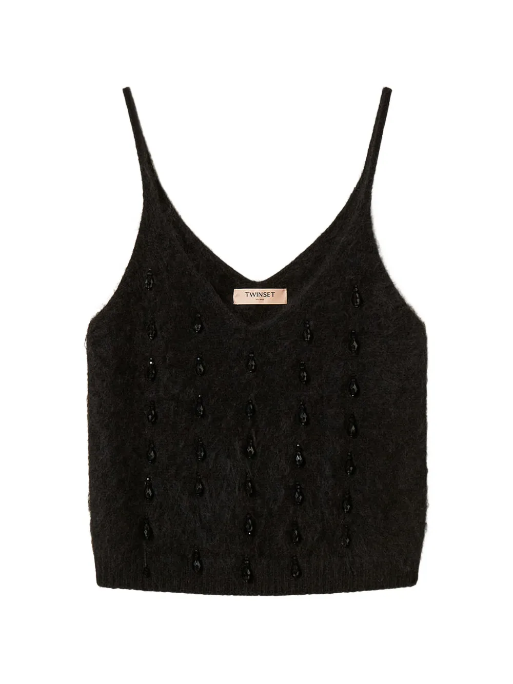 TWINSET Top in misto lana con ricamo - Nero