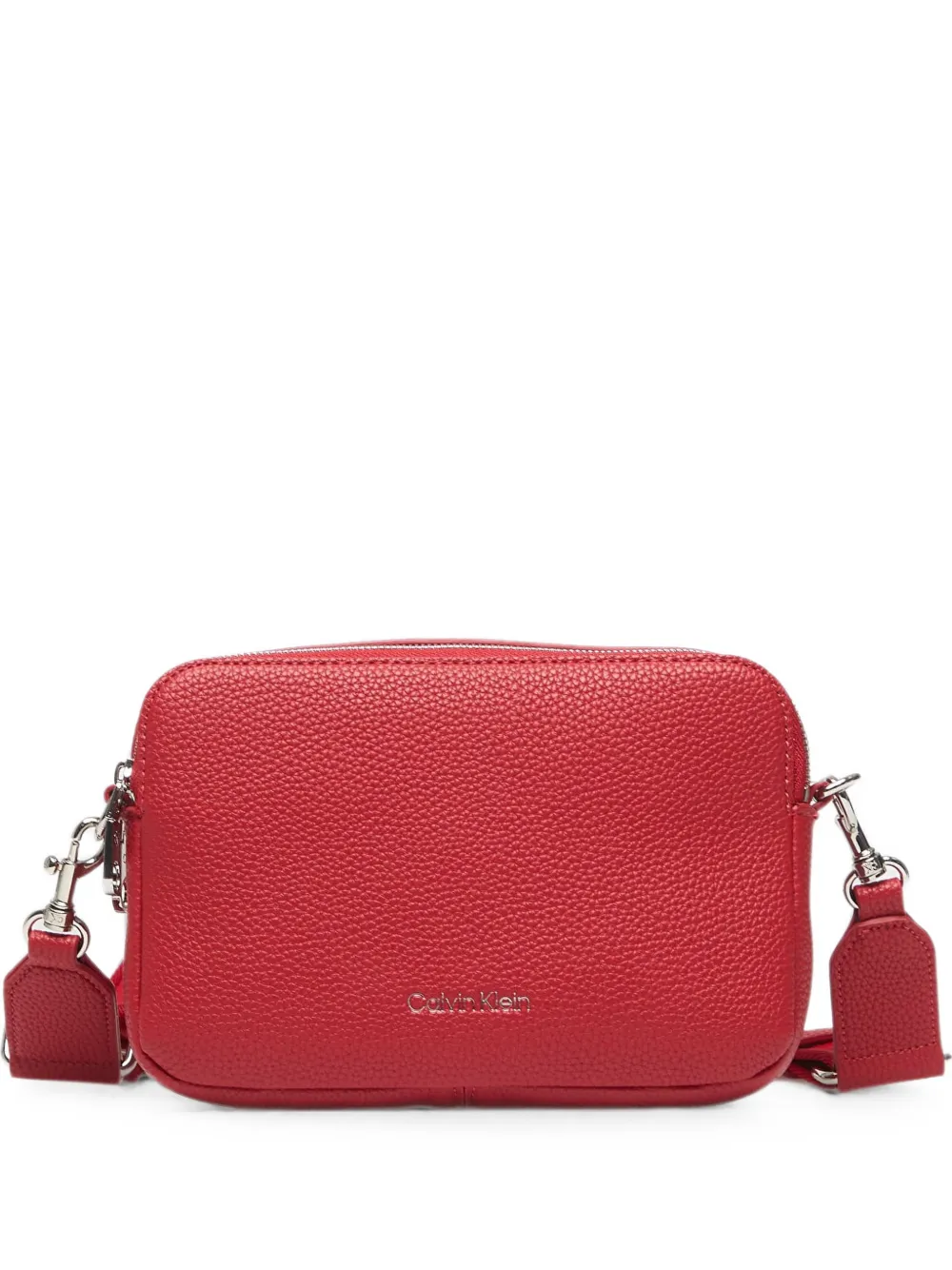 Calvin Klein logo-strap pebbled-effect crossbody bag - Rot