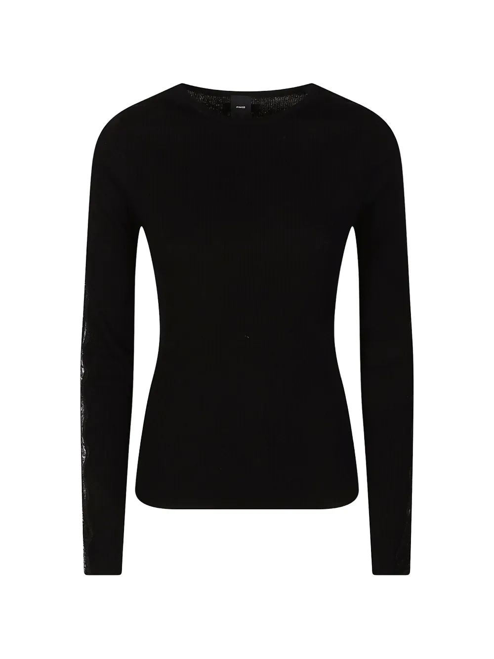 PINKO ribbed-knit lace-trimmed sweater - Nero