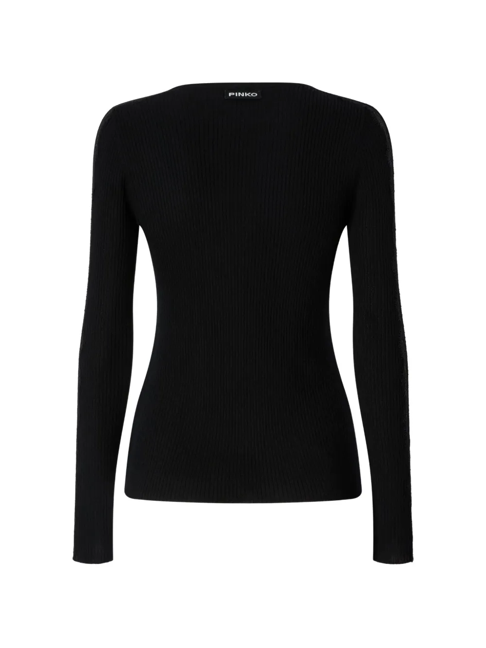 PINKO ribbed-knit lace-trimmed sweater - Nero