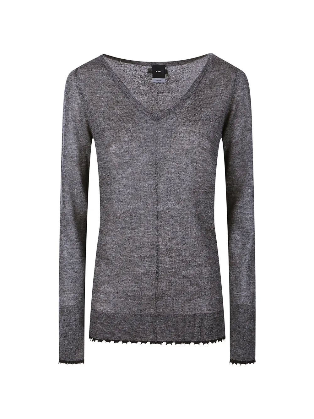 PINKO V-neck frayed-edge sweater - Grau